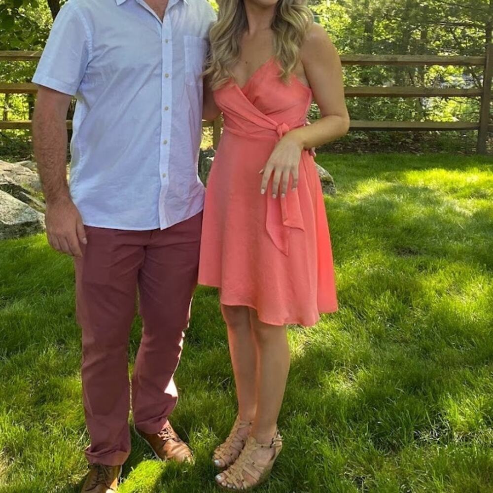 Express Coral V-Neck Wrap Sleeveless Cocktail Formal Mini Dress Size S